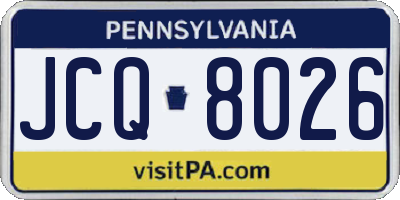 PA license plate JCQ8026