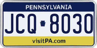 PA license plate JCQ8030