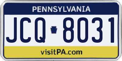 PA license plate JCQ8031