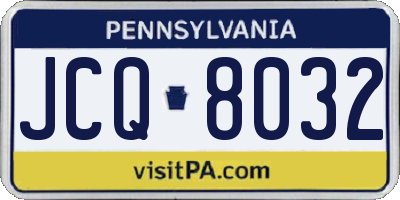 PA license plate JCQ8032
