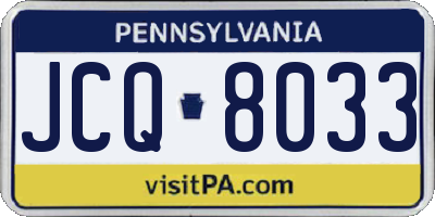 PA license plate JCQ8033