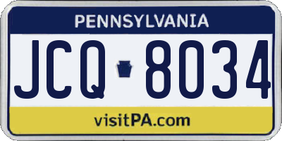 PA license plate JCQ8034