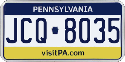 PA license plate JCQ8035
