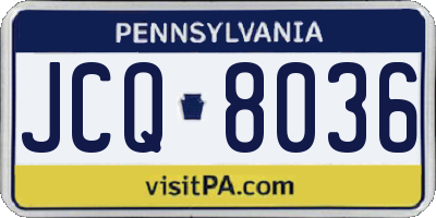 PA license plate JCQ8036