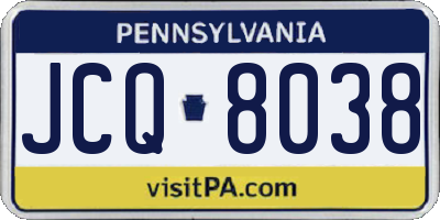PA license plate JCQ8038