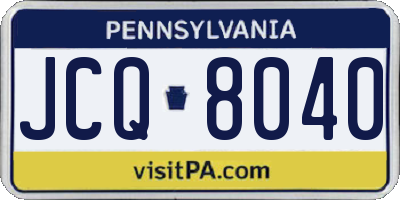 PA license plate JCQ8040