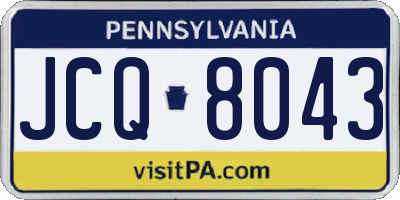 PA license plate JCQ8043