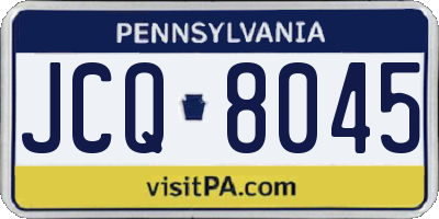 PA license plate JCQ8045