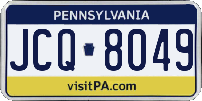 PA license plate JCQ8049