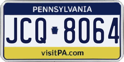PA license plate JCQ8064