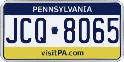 PA license plate JCQ8065