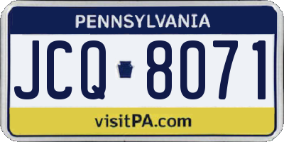 PA license plate JCQ8071