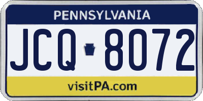 PA license plate JCQ8072