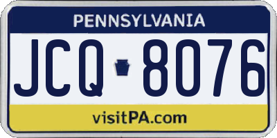 PA license plate JCQ8076