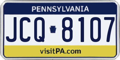 PA license plate JCQ8107