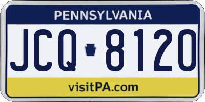 PA license plate JCQ8120
