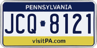 PA license plate JCQ8121