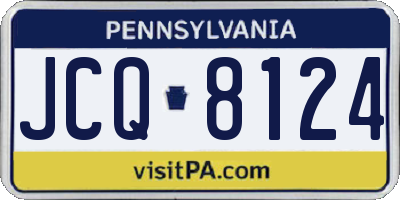 PA license plate JCQ8124