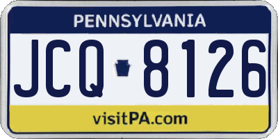 PA license plate JCQ8126