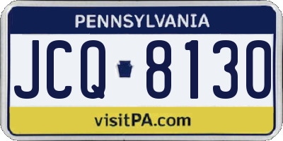 PA license plate JCQ8130