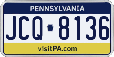 PA license plate JCQ8136