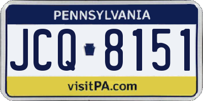 PA license plate JCQ8151