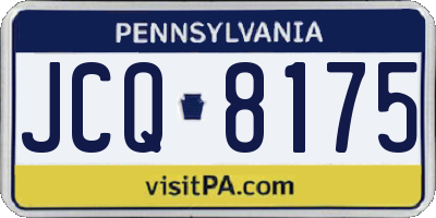 PA license plate JCQ8175