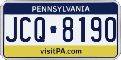 PA license plate JCQ8190