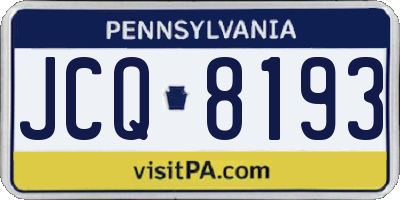 PA license plate JCQ8193