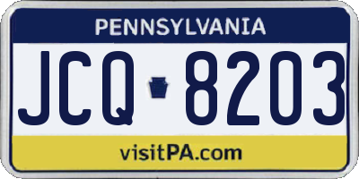 PA license plate JCQ8203