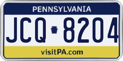 PA license plate JCQ8204