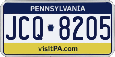 PA license plate JCQ8205