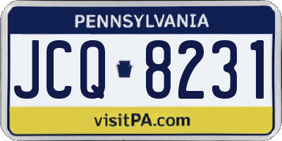 PA license plate JCQ8231