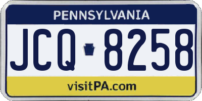 PA license plate JCQ8258
