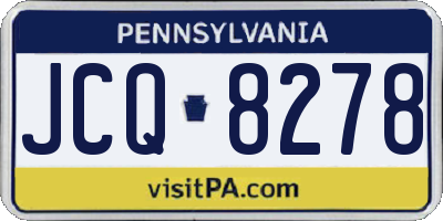 PA license plate JCQ8278
