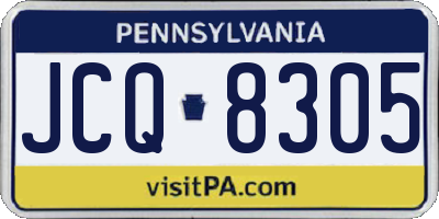 PA license plate JCQ8305