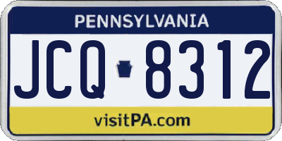 PA license plate JCQ8312