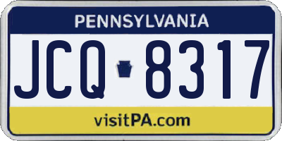 PA license plate JCQ8317
