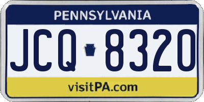 PA license plate JCQ8320