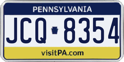 PA license plate JCQ8354
