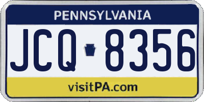 PA license plate JCQ8356
