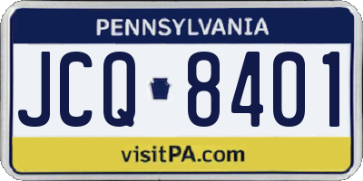 PA license plate JCQ8401