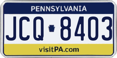 PA license plate JCQ8403