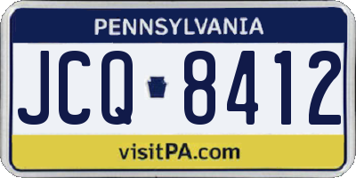 PA license plate JCQ8412
