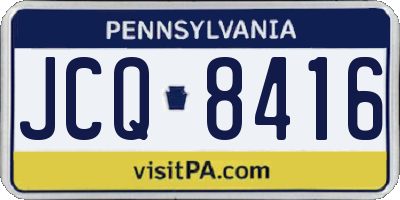 PA license plate JCQ8416