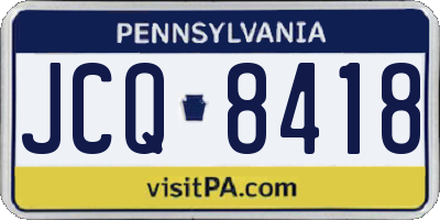 PA license plate JCQ8418
