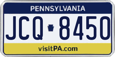 PA license plate JCQ8450