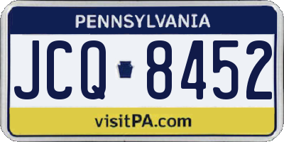 PA license plate JCQ8452