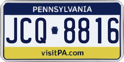 PA license plate JCQ8816