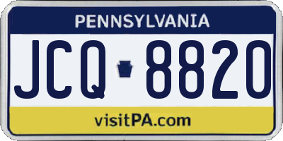 PA license plate JCQ8820